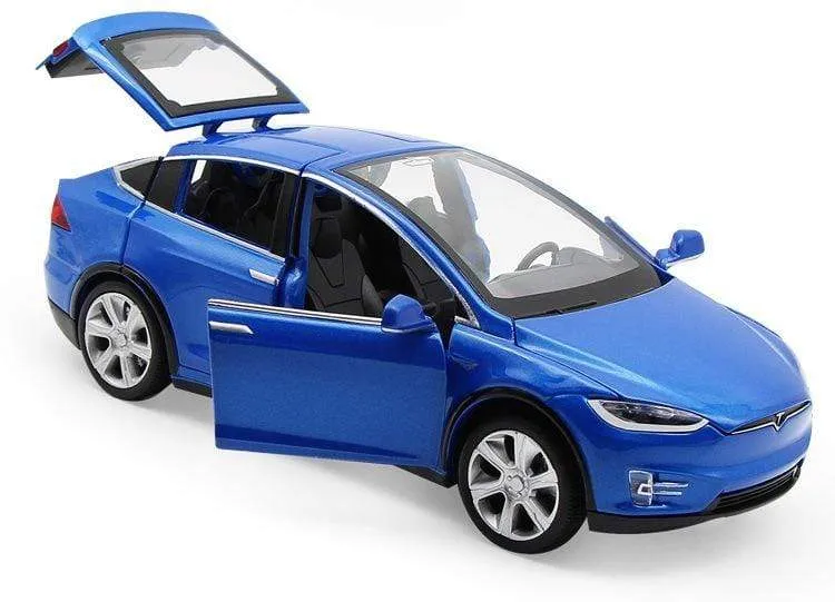 Diecast Model Cars 1:32 Alloy Tesla MODEL X Miniature Scale Metal Vehicles for Children Collection Boys Gifts Christmas Toy