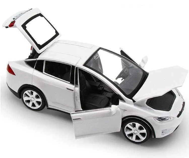 Diecast Model Cars 1:32 Alloy Tesla MODEL X Miniature Scale Metal Vehicles for Children Collection Boys Gifts Christmas Toy