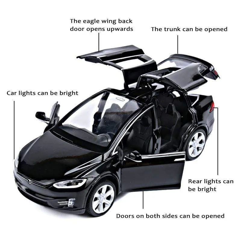 Diecast Model Cars 1:32 Alloy Tesla MODEL X Miniature Scale Metal Vehicles for Children Collection Boys Gifts Christmas Toy