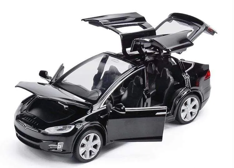 Diecast Model Cars 1:32 Alloy Tesla MODEL X Miniature Scale Metal Vehicles for Children Collection Boys Gifts Christmas Toy