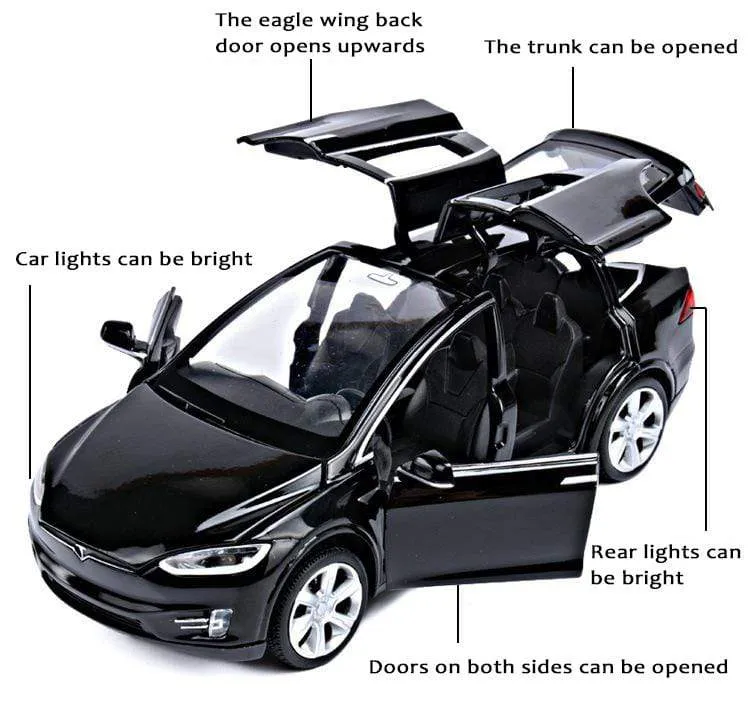 Diecast Model Cars 1:32 Alloy Tesla MODEL X Miniature Scale Metal Vehicles for Children Collection Boys Gifts Christmas Toy