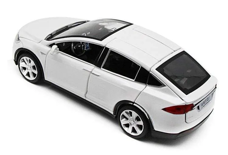 Diecast Model Cars 1:32 Alloy Tesla MODEL X Miniature Scale Metal Vehicles for Children Collection Boys Gifts Christmas Toy