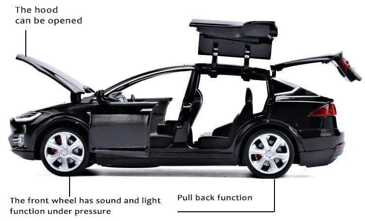 Diecast Model Cars 1:32 Alloy Tesla MODEL X Miniature Scale Metal Vehicles for Children Collection Boys Gifts Christmas Toy