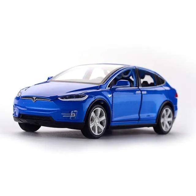 Diecast Model Cars 1:32 Alloy Tesla MODEL X Miniature Scale Metal Vehicles for Children Collection Boys Gifts Christmas Toy