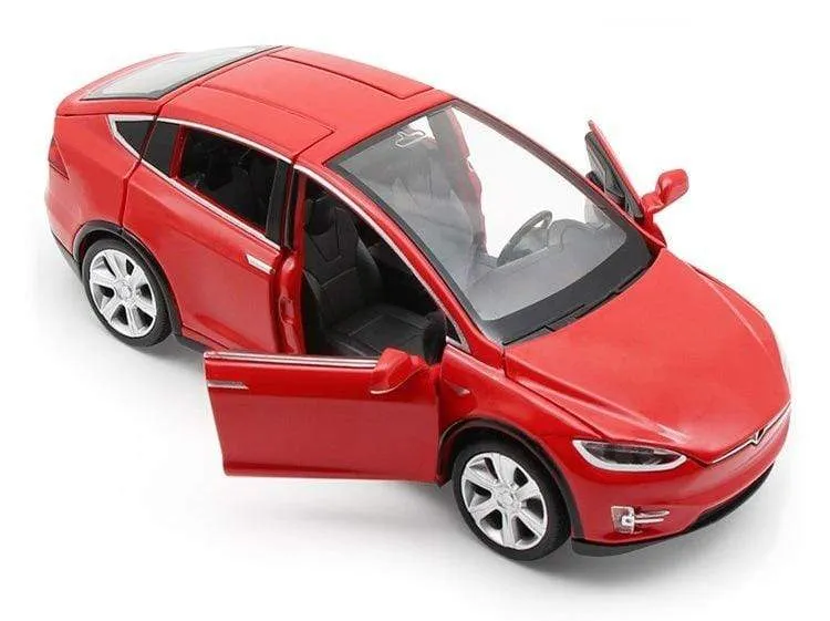 Diecast Model Cars 1:32 Alloy Tesla MODEL X Miniature Scale Metal Vehicles for Children Collection Boys Gifts Christmas Toy
