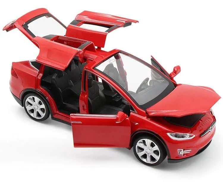 Diecast Model Cars 1:32 Alloy Tesla MODEL X Miniature Scale Metal Vehicles for Children Collection Boys Gifts Christmas Toy