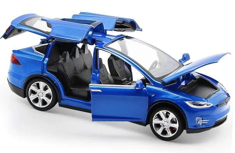 Diecast Model Cars 1:32 Alloy Tesla MODEL X Miniature Scale Metal Vehicles for Children Collection Boys Gifts Christmas Toy