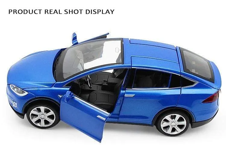 Diecast Model Cars 1:32 Alloy Tesla MODEL X Miniature Scale Metal Vehicles for Children Collection Boys Gifts Christmas Toy
