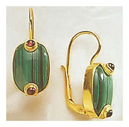 Emerald Isle Malachite and Garnet Earrings