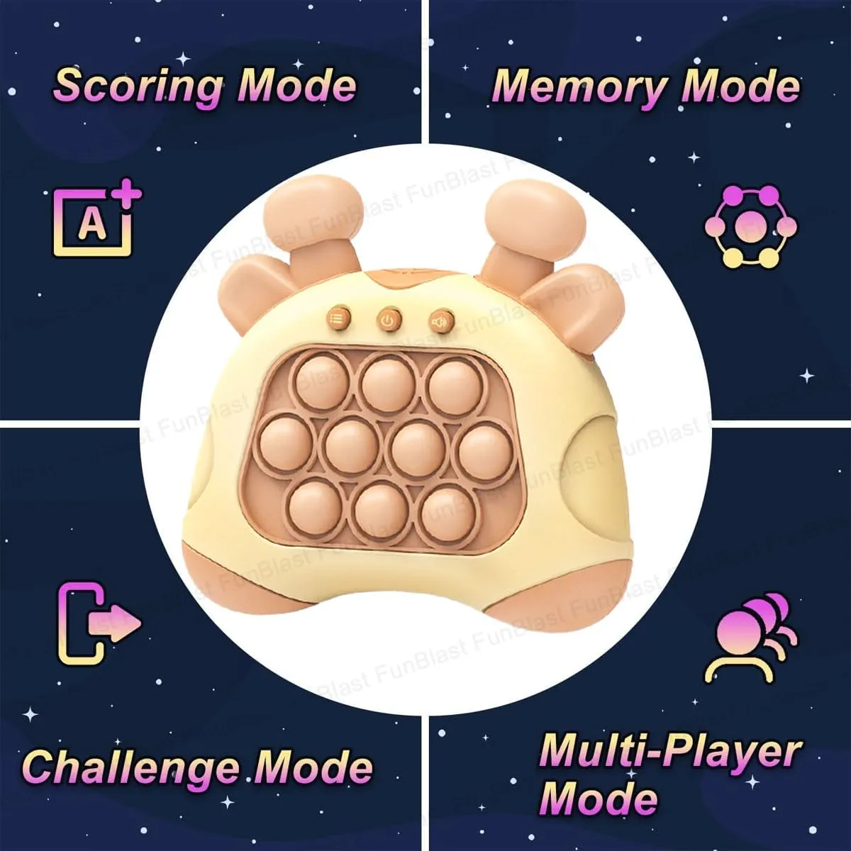 FunBlast Fast Push Intelligent Game – Pop Up Musical Toys for Kids, Sound Toys for Kids, Infant Toys, Children Activity Toys, Kids Toys, Electronic Toys for Kids, Birthday Gifts for Kids (Light Brown)