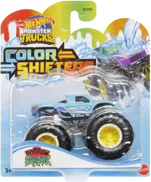 Hot Wheels Color Shifters 1:64 Scale Podium Crasher Monster Truck For Ages 3  (HGX08)