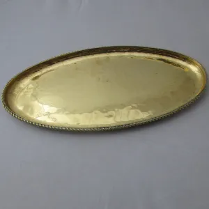 Hugh Wallis Hammered Brass Oval Tray Antique Arts And Crafts c1910