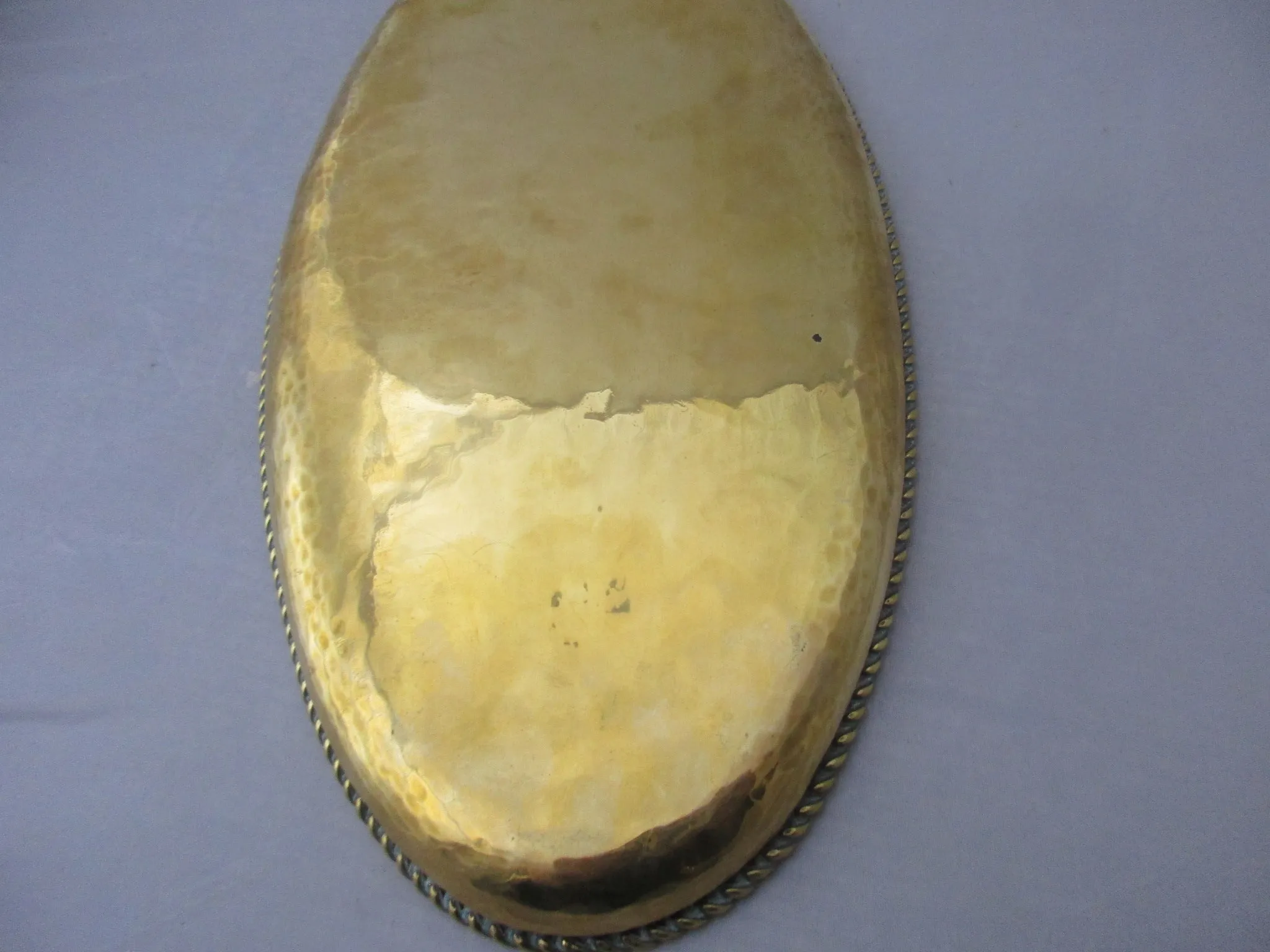 Hugh Wallis Hammered Brass Oval Tray Antique Arts And Crafts c1910