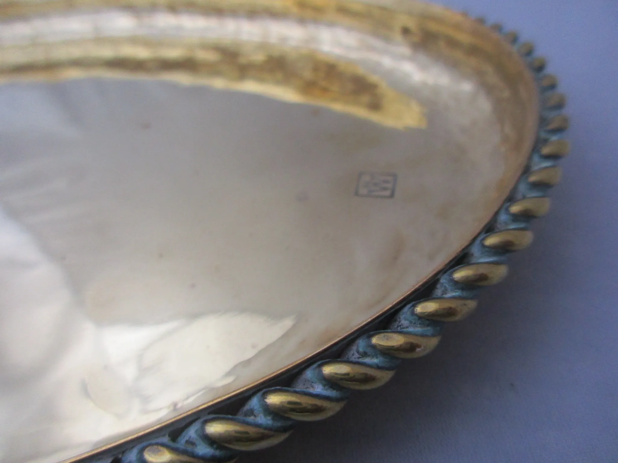 Hugh Wallis Hammered Brass Oval Tray Antique Arts And Crafts c1910