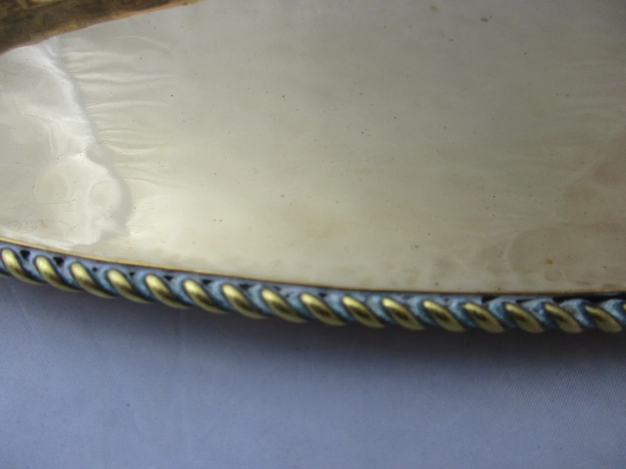 Hugh Wallis Hammered Brass Oval Tray Antique Arts And Crafts c1910