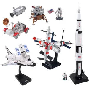 InAir E-Z Build Model Kit - Space Station, Space Shuttle, Saturn V Rocket & Lunar Lander - SET of 4