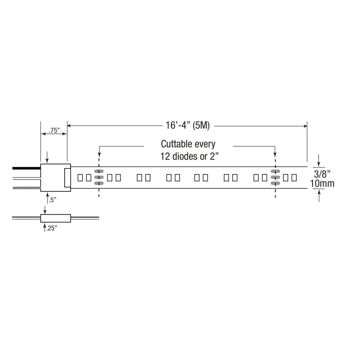 LTR-S Spec Tunable White CCT LED Strip Light, 16ft Reel, 2400K to 5000K, 267 Lumens per Ft, 24V