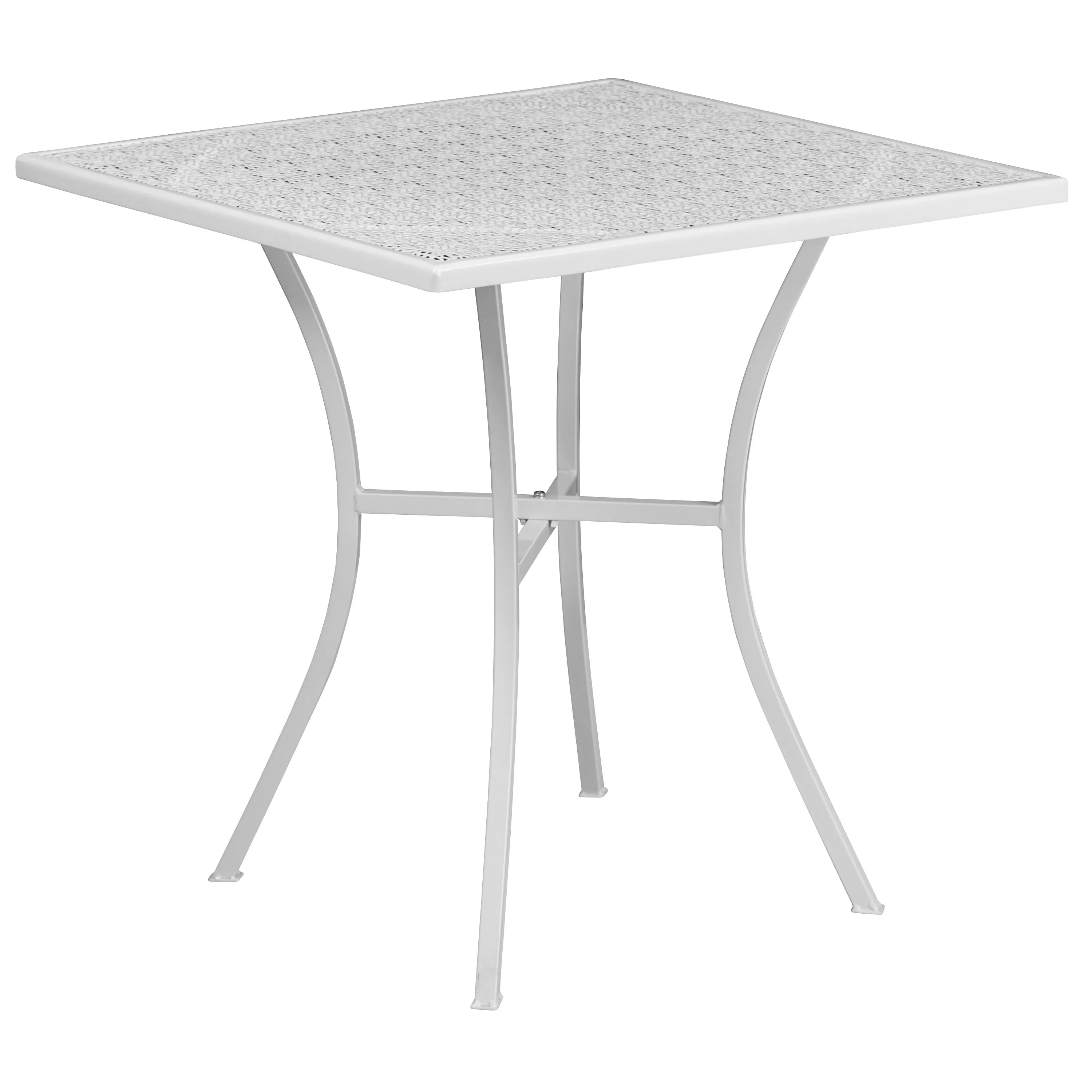 Oia Commercial Grade 28" Square Indoor-Outdoor Steel Patio Table Set with 4 Round Back Chairs