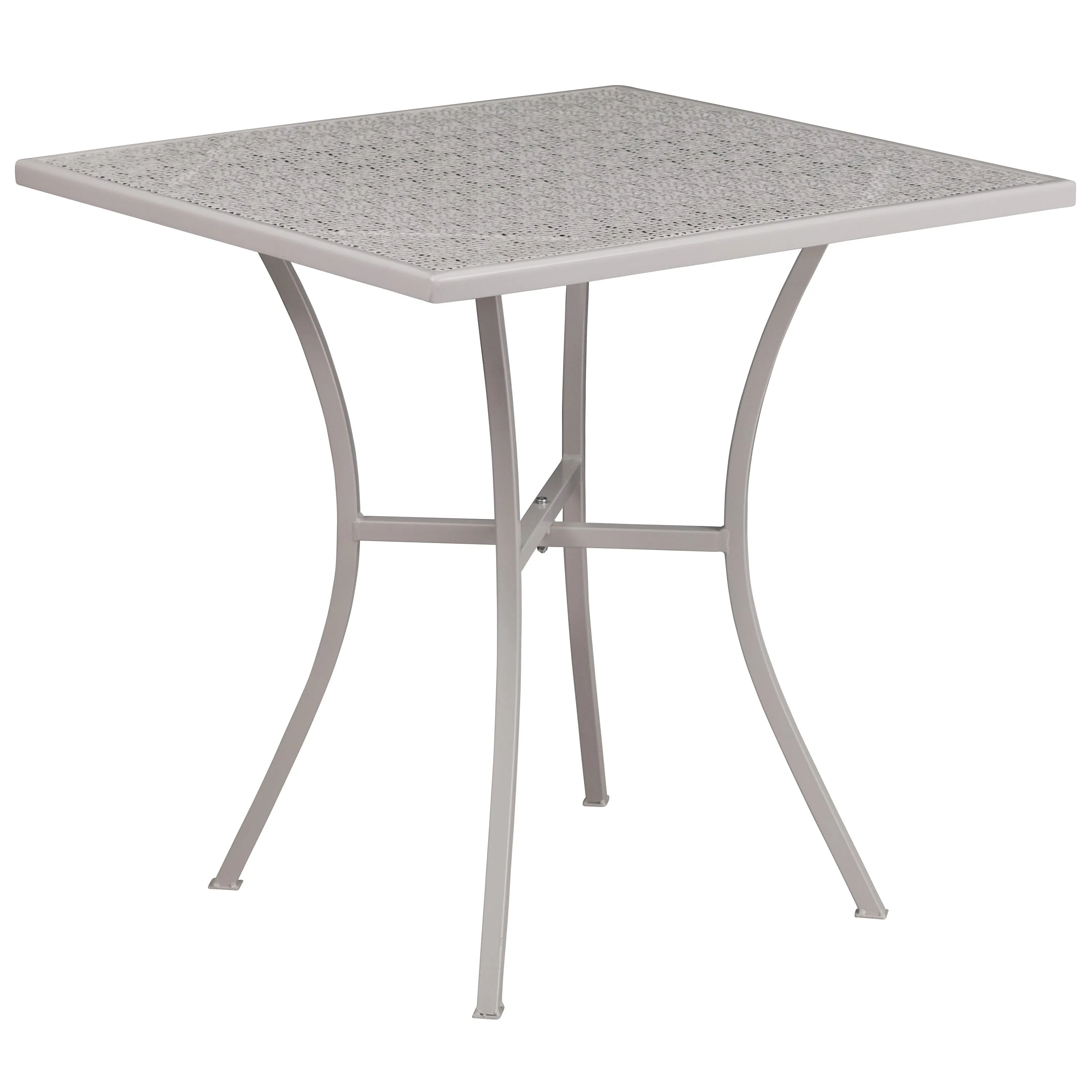 Oia Commercial Grade 28" Square Indoor-Outdoor Steel Patio Table Set with 4 Round Back Chairs