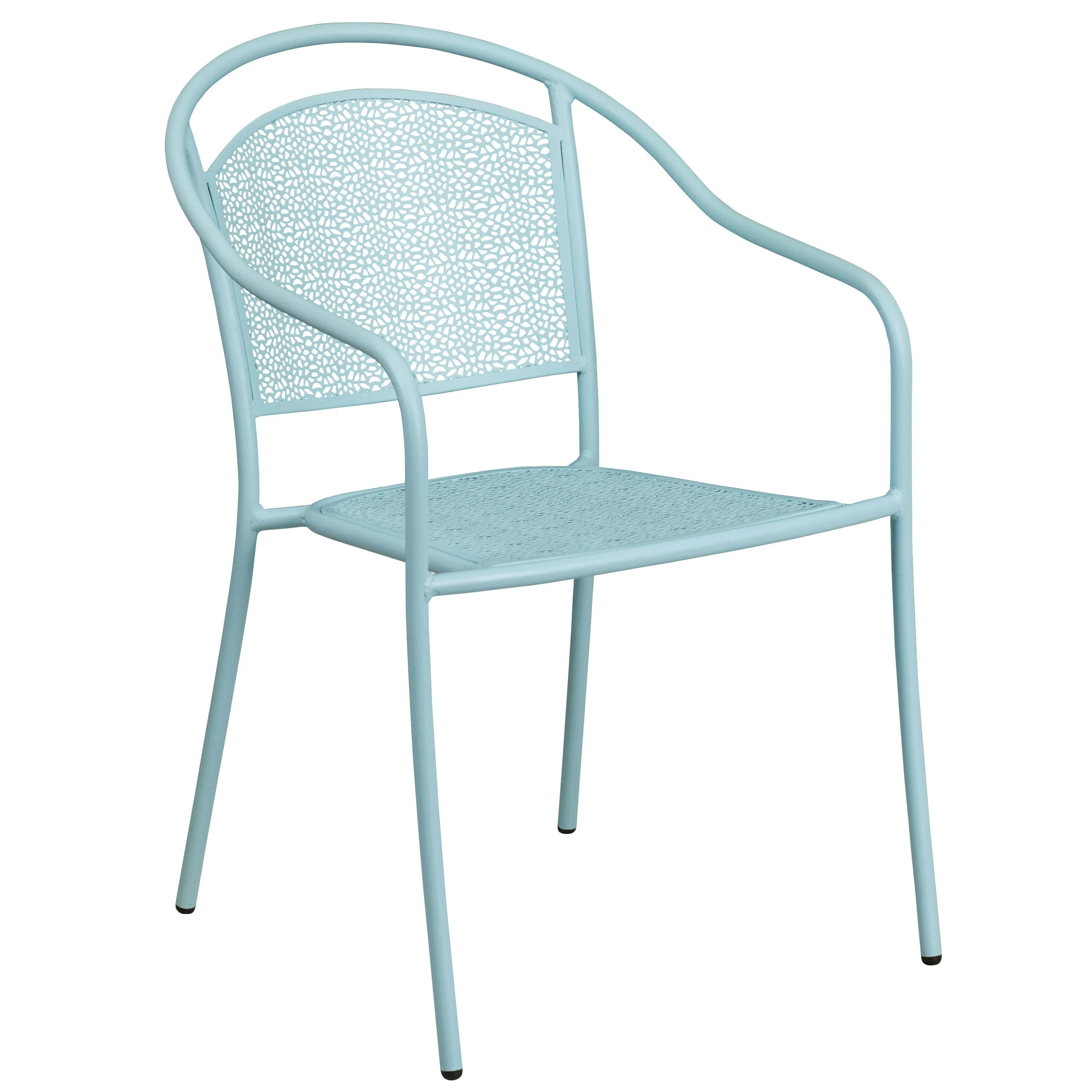Oia Commercial Grade 30" Round Indoor-Outdoor Steel Folding Patio Table Set with 4 Round Back Chairs