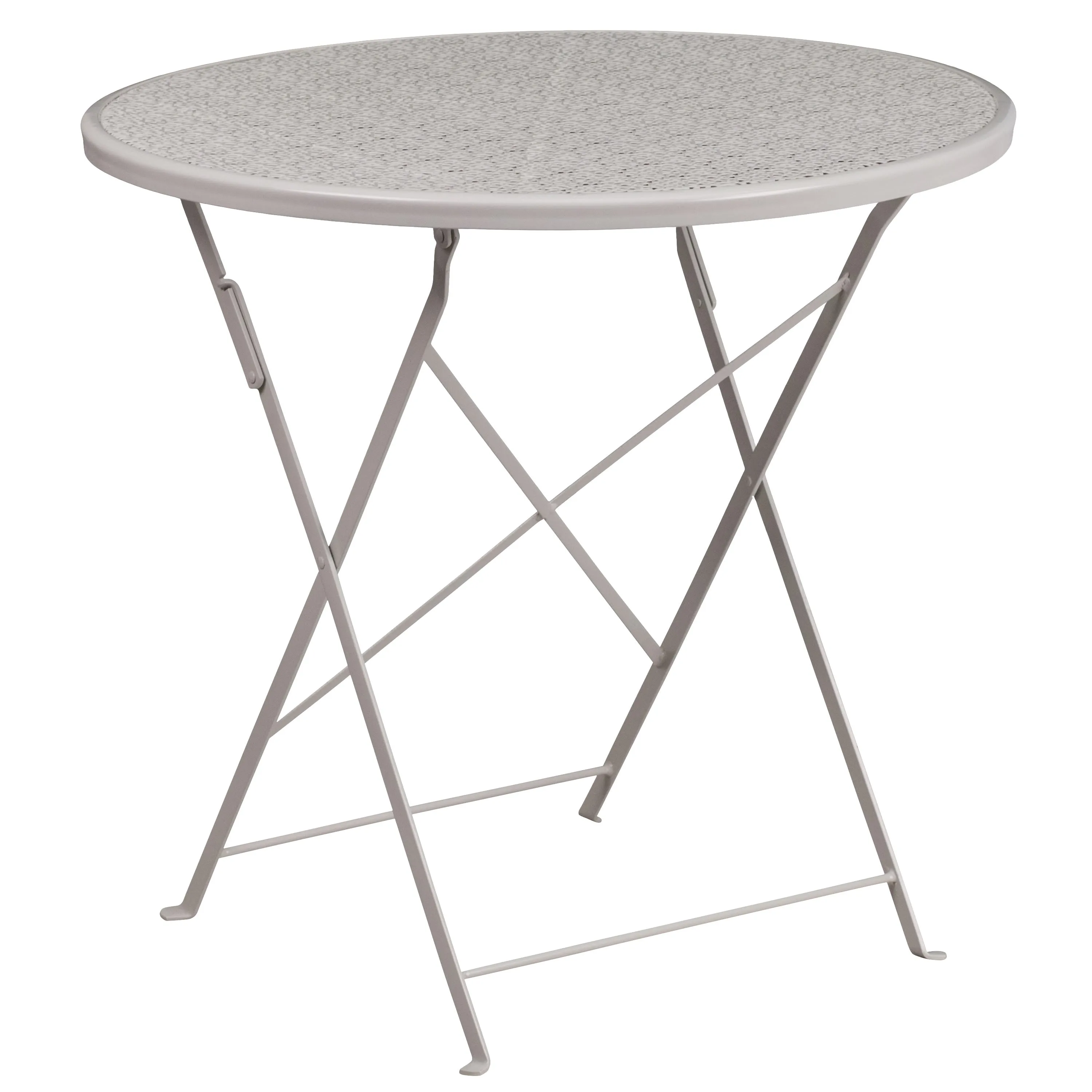 Oia Commercial Grade 30" Round Indoor-Outdoor Steel Folding Patio Table Set with 4 Round Back Chairs