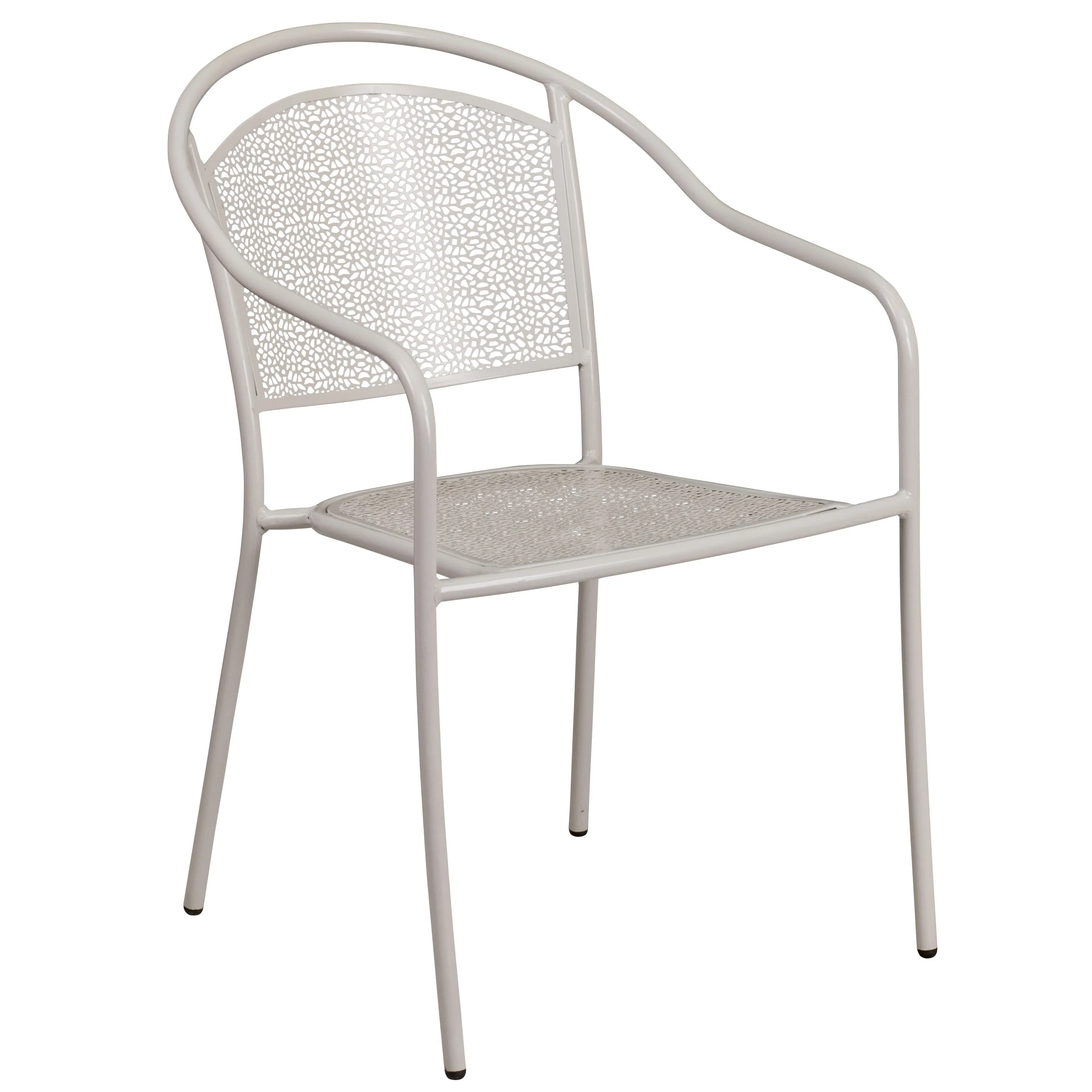 Oia Commercial Grade 30" Round Indoor-Outdoor Steel Folding Patio Table Set with 4 Round Back Chairs