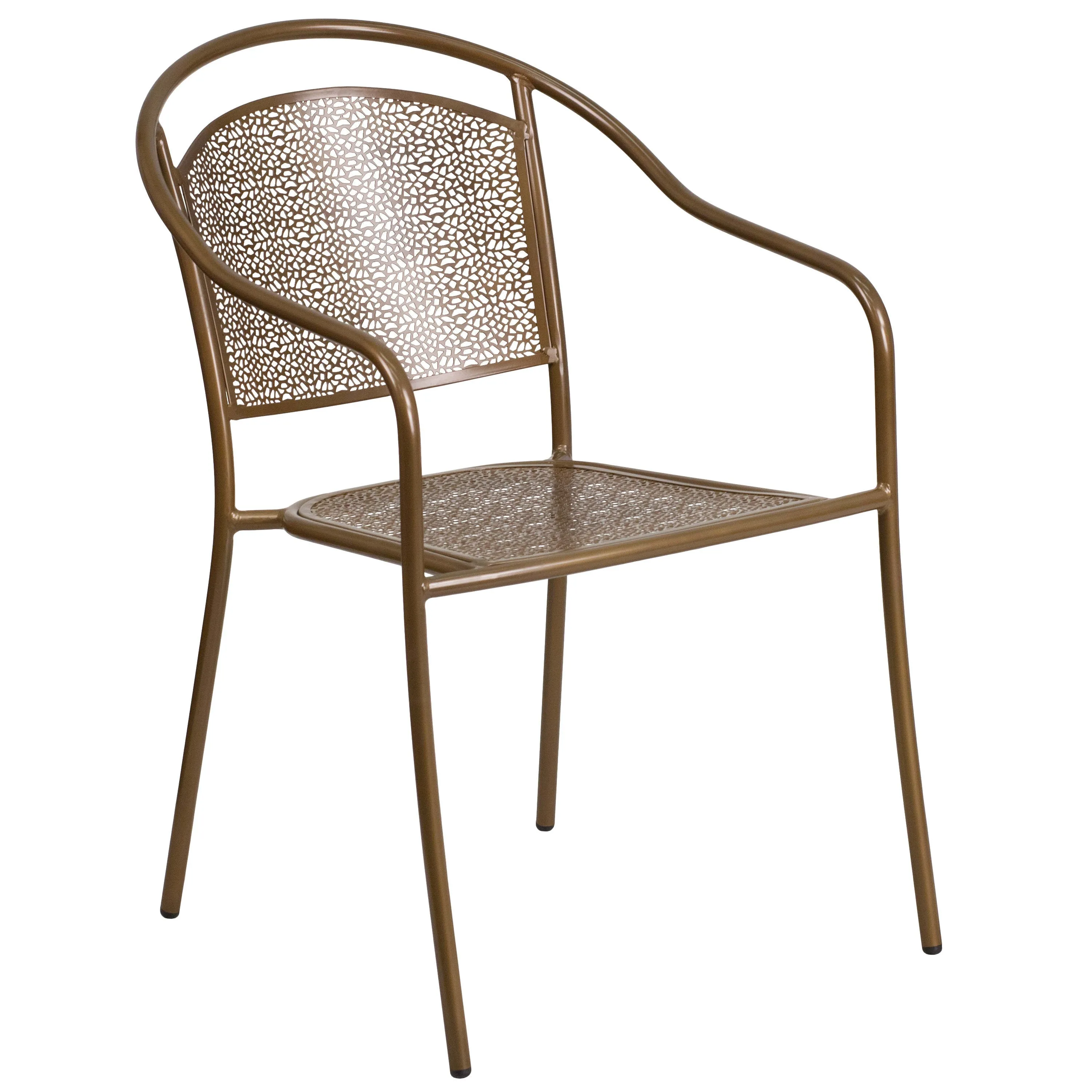 Oia Commercial Grade 35.5" Square Indoor-Outdoor Steel Patio Table Set with 2 Round Back Chairs
