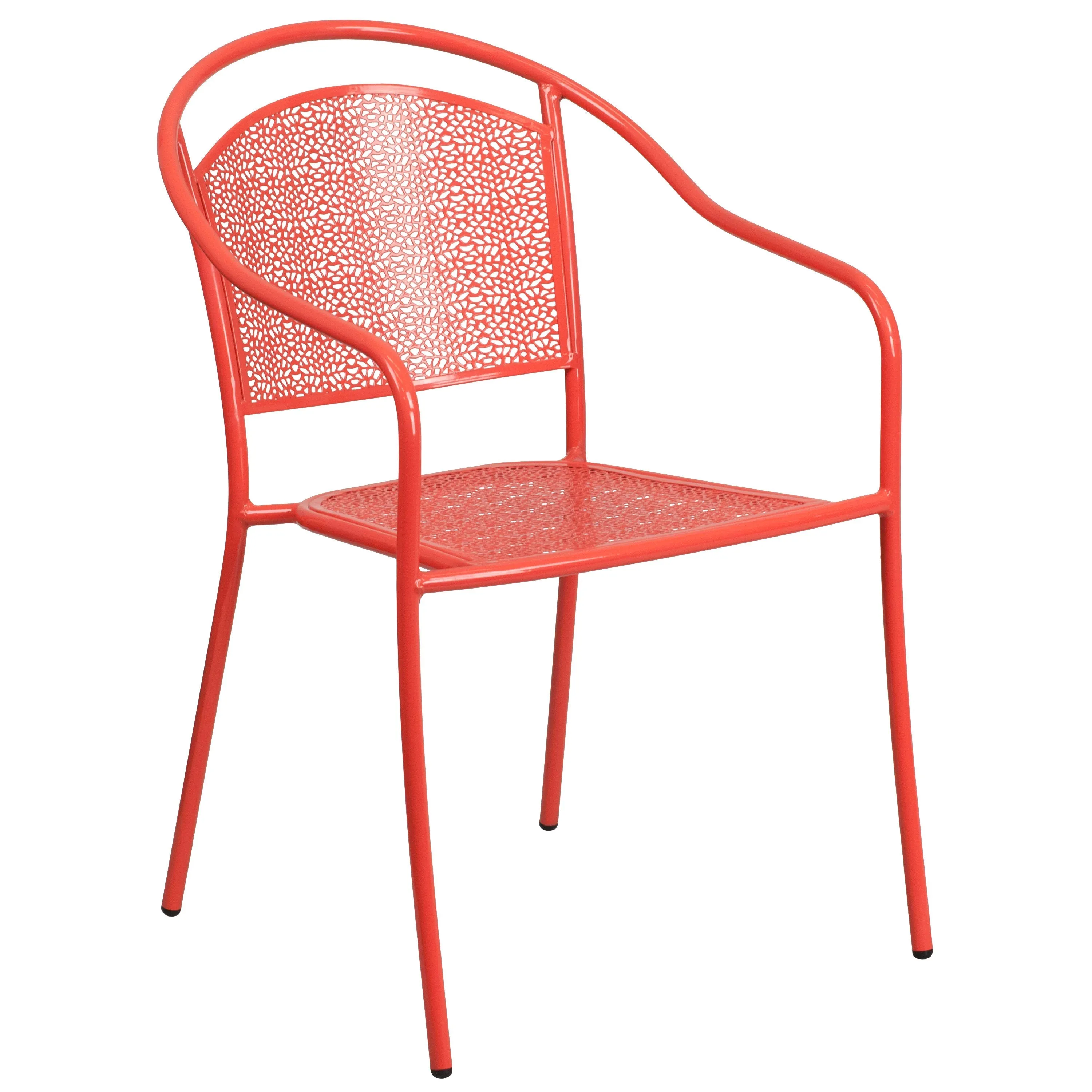 Oia Commercial Grade 35.5" Square Indoor-Outdoor Steel Patio Table Set with 2 Round Back Chairs