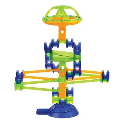 Open Box - MindWare Q-BA-MAZE Super Race Set 68pc Marble Run Competitive Racing Turbo