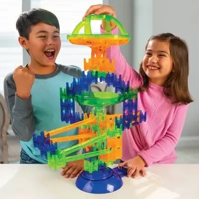 Open Box - MindWare Q-BA-MAZE Super Race Set 68pc Marble Run Competitive Racing Turbo
