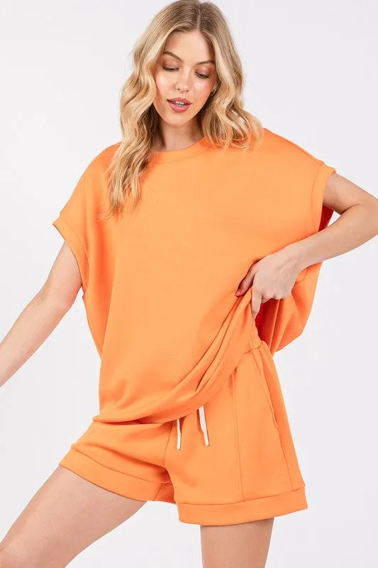 Orange Ultra Soft Top And Shorts Set