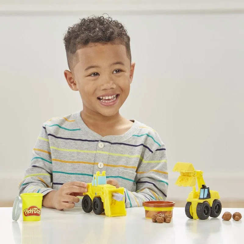 Play-Doh Wheels Excavator and Loader Toy Construction Trucks, Non-Toxic Sand Buildin' Compound Plus 2 Colors