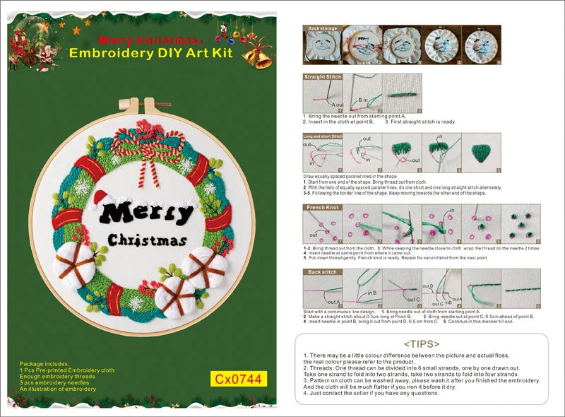 Poppy Crafts Embroidery Kit #36 - Christmas Collection - Simple Wreath*