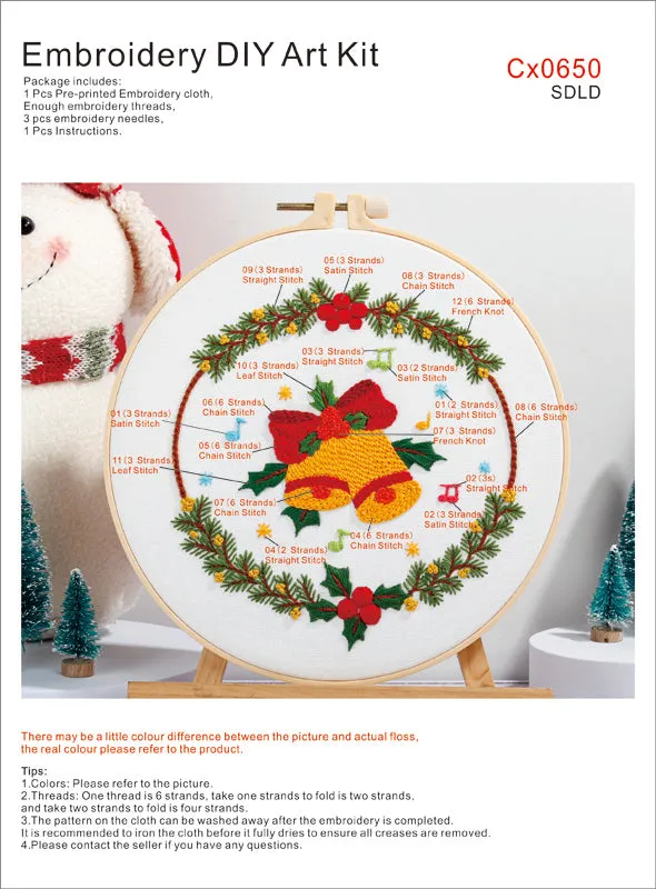 Poppy Crafts Embroidery Kit #39 - Christmas Collection - Musical Bells