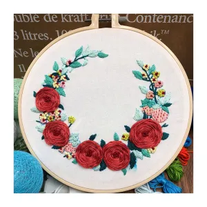 Poppy Crafts Embroidery Kit #74 - Red Flower Wreath