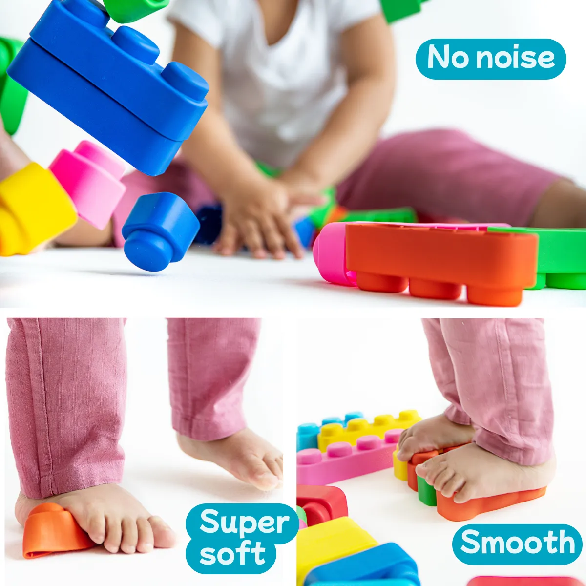 Sensory Soft Building Blocks - 15pcs   12 Wheels for Toddlers 2-5 Years - Early Learning, Bath Play, Stacking & Teething Montessori Toys
