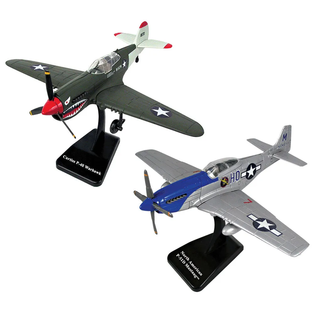 SMITHSONIAN InAir E-Z Build Model Kits - P-40 Warhawk & P-51 Mustang - SET of 2 - 1:48 Scale