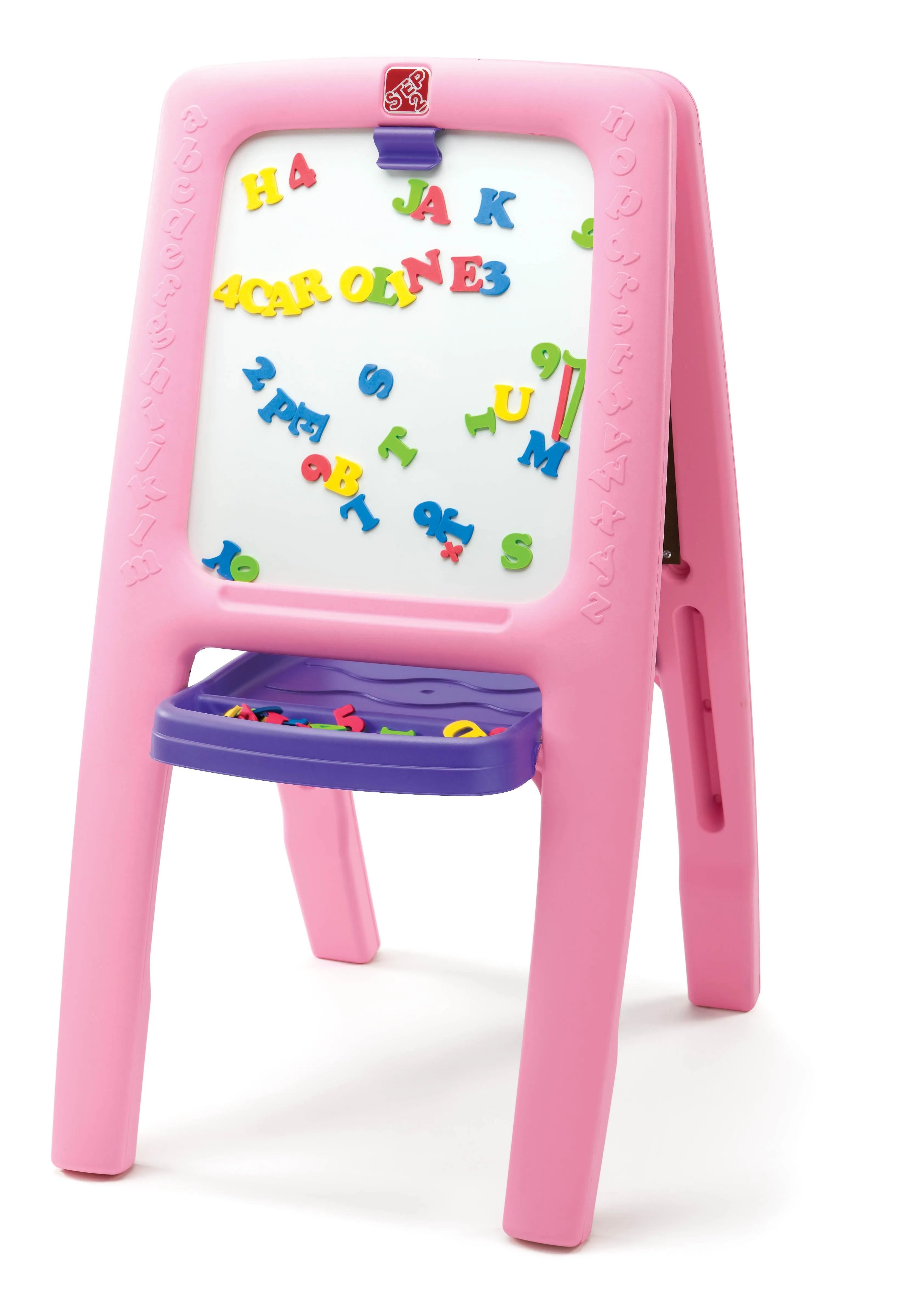 Step2 Easel for Two Double-Sided Art Easel with Magnetic Letters & Numbers Accessory Set for Kids, Pink