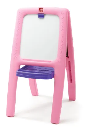 Step2 Easel for Two Double-Sided Art Easel with Magnetic Letters & Numbers Accessory Set for Kids, Pink