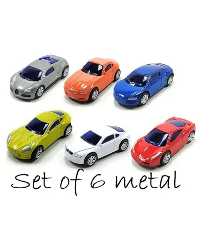 URBAN TOYS Die-Cast Alloy Metal Car Mini Series Pull Back Action Car Set of 6 Cars - Multicolour