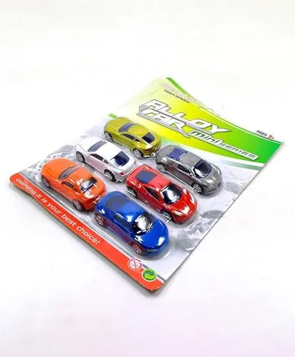 URBAN TOYS Die-Cast Alloy Metal Car Mini Series Pull Back Action Car Set of 6 Cars - Multicolour