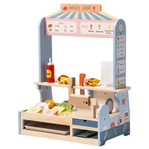 Wooden Slice & Stack Sandwich Counter with Deli Slicer,Kitchen Food Set For Toddlers And Kids Ages 3 