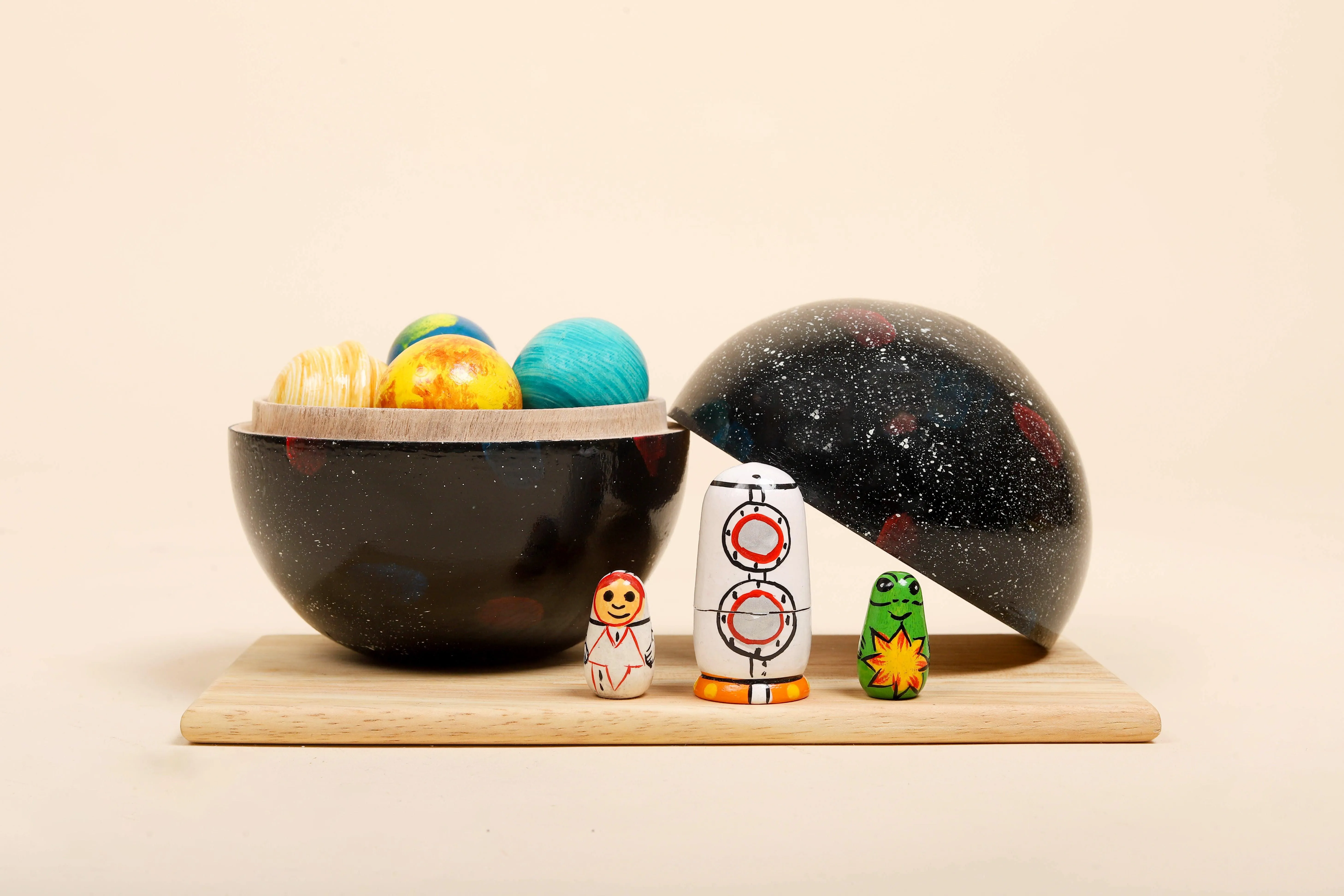 Wooden Space Explorer and Planets Toy